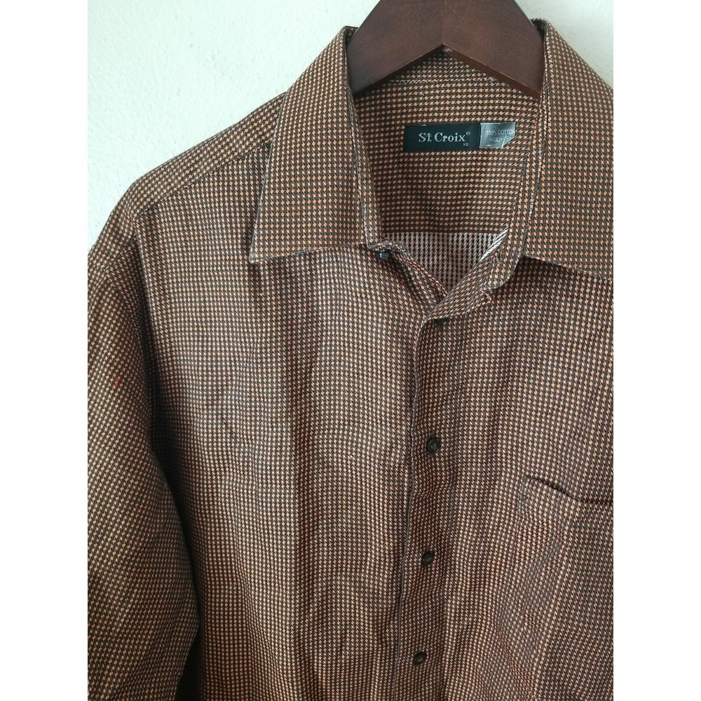 ST CROIX Men's Cotton Houndstooth Long Sleeve Button Shirt Size‎ XL